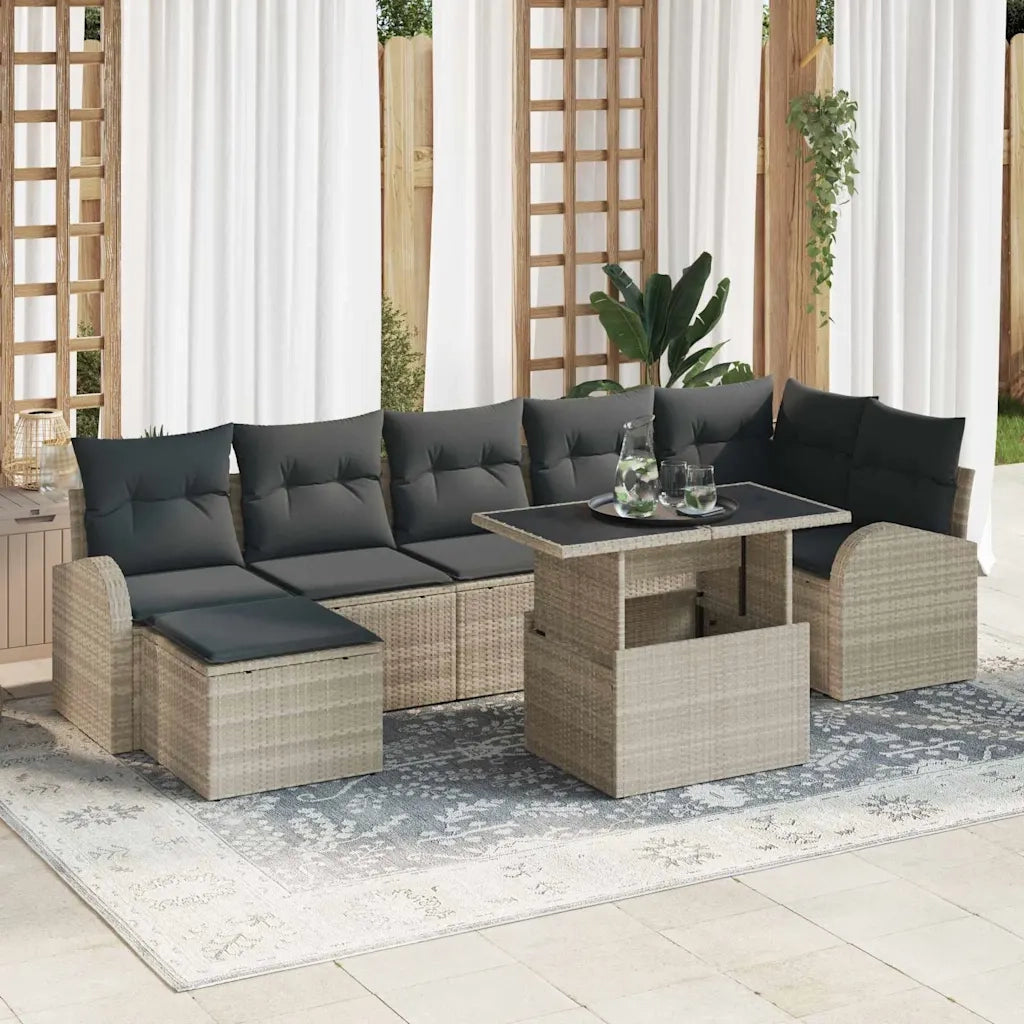 Set Divano da Giardino 8 pcs Grigio chiaro polyrattan