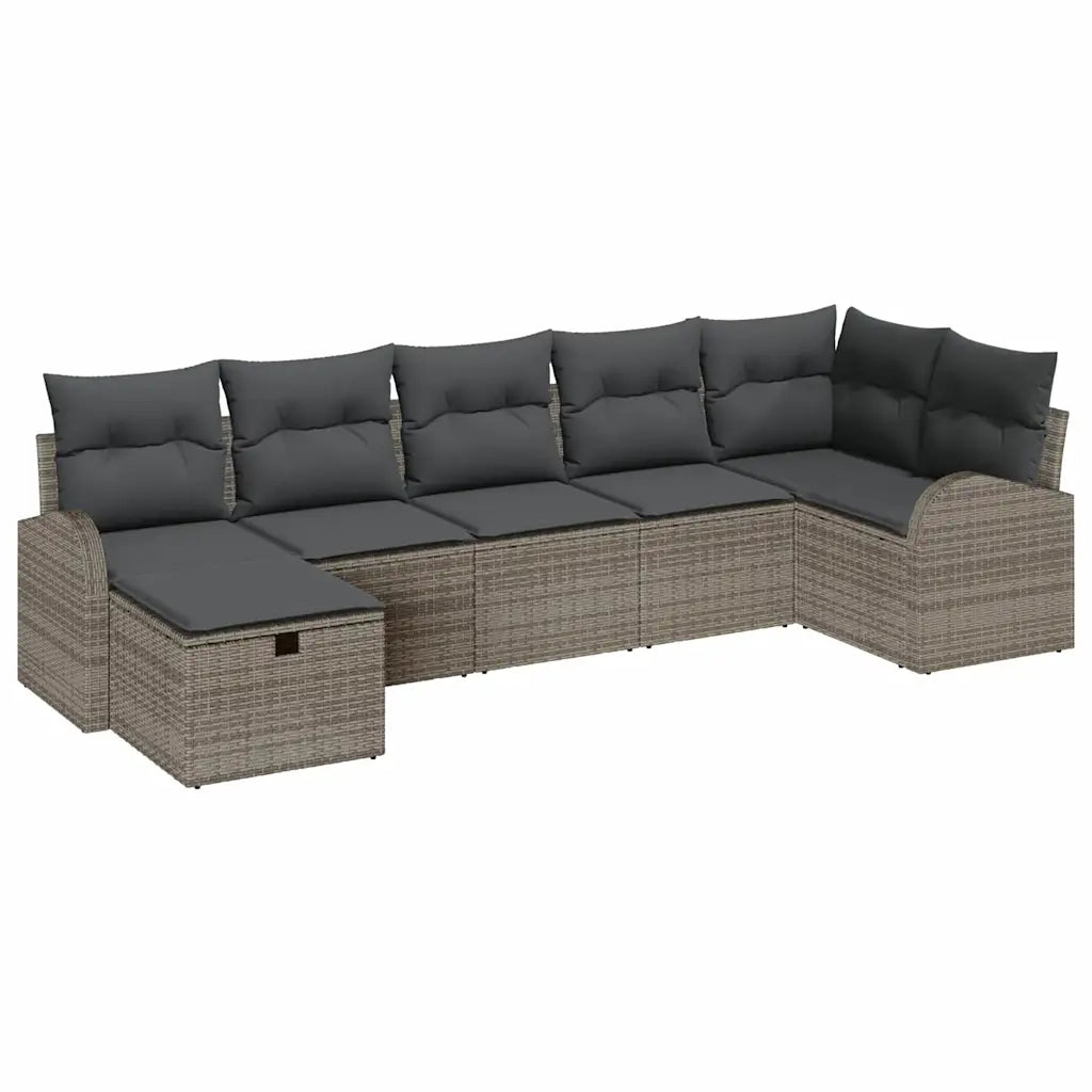 Set Divano da Giardino con cuscino 7 pcs Grigio polyrattan 3360430