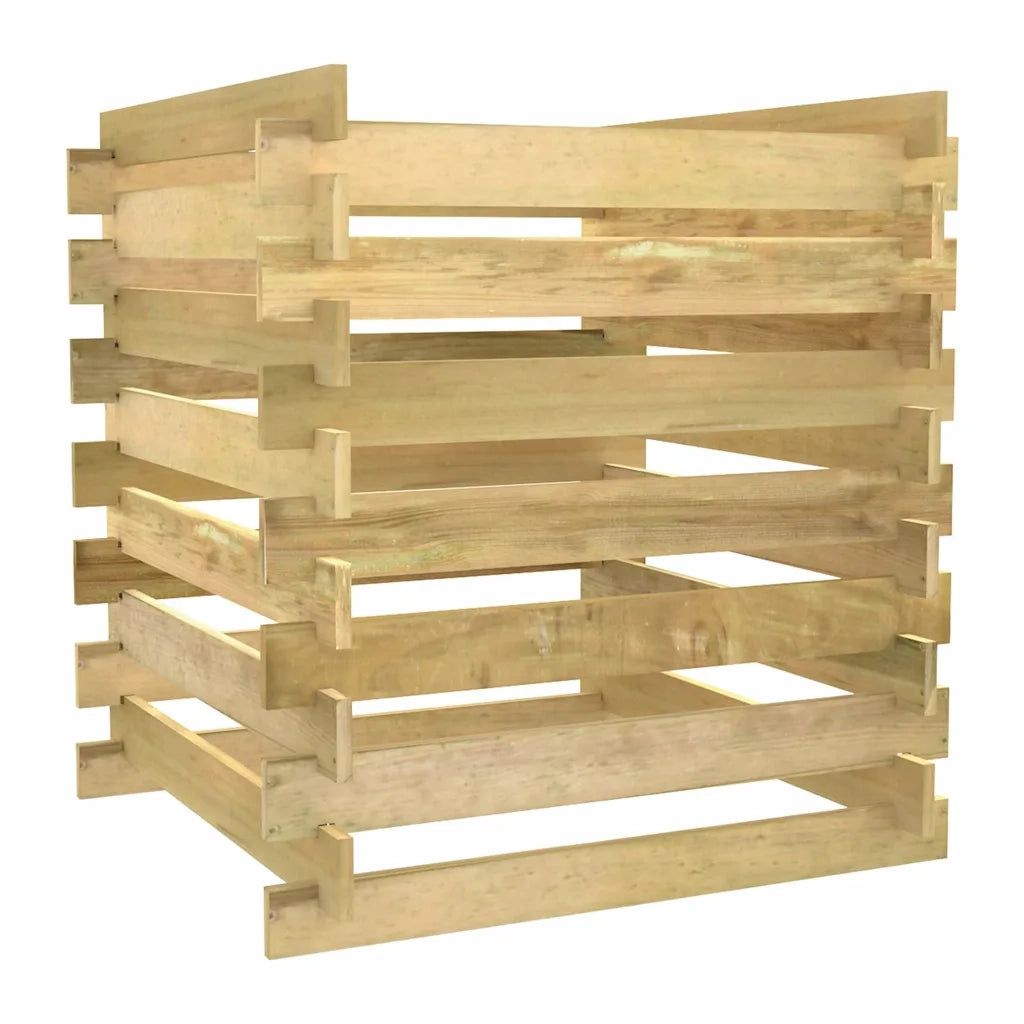Compostiera da Giardino a Doghe 90x90x90cm in Pino Impregnato
