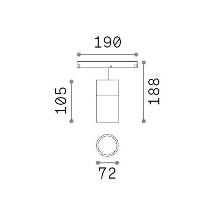 Faretto A Binario Ego Spot Single 1 Luce Led Integrato Nero 19W 3000K Ip20