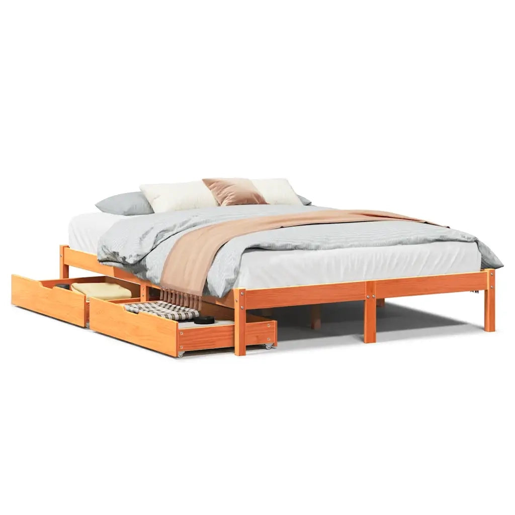 Letto senza Materasso-Struttura Letto Marrone Cera 120x200 cm in Legno di Pino 329658