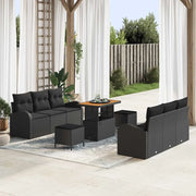 Set Divano da Giardino con cuscino con archiviazione 9 pcs Nero 3364299