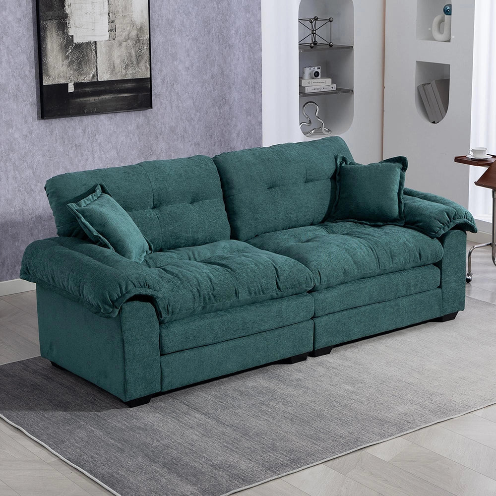 Divano singolo in chenille - Xylo - 213 cm - Cuscini doppio strato