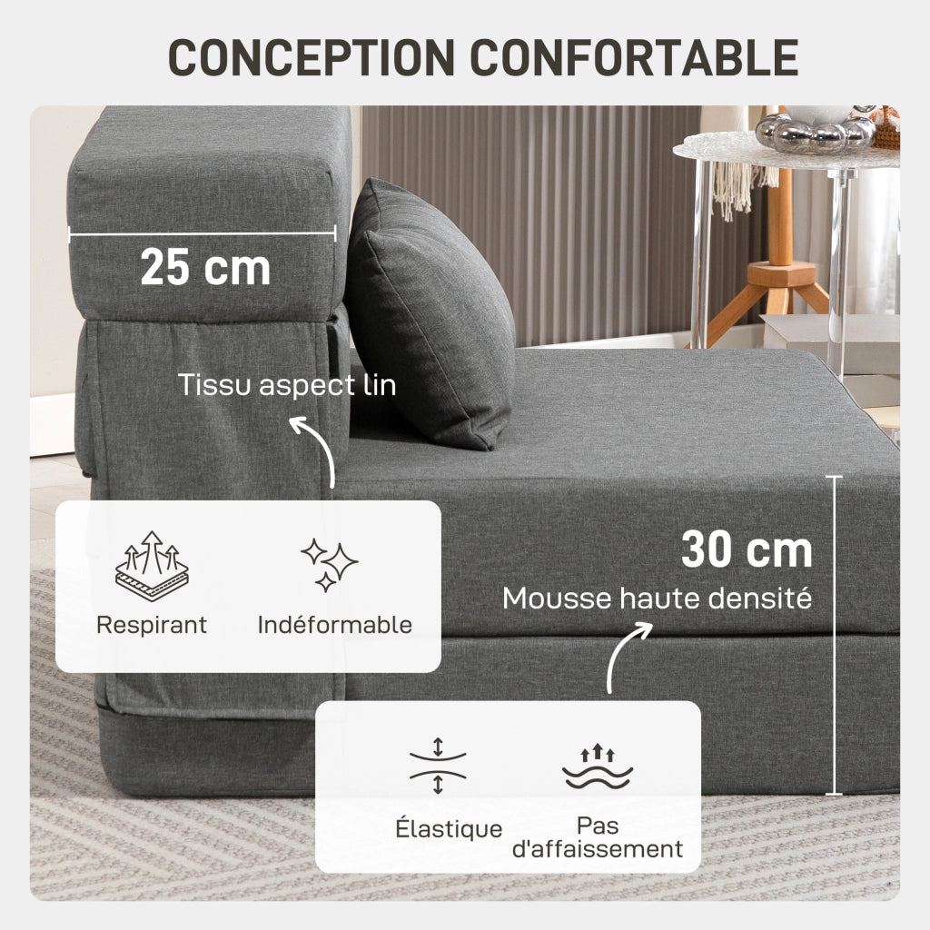 Poltrona letto pieghevole ¨C Minimal ¨C Grigio 120 kg