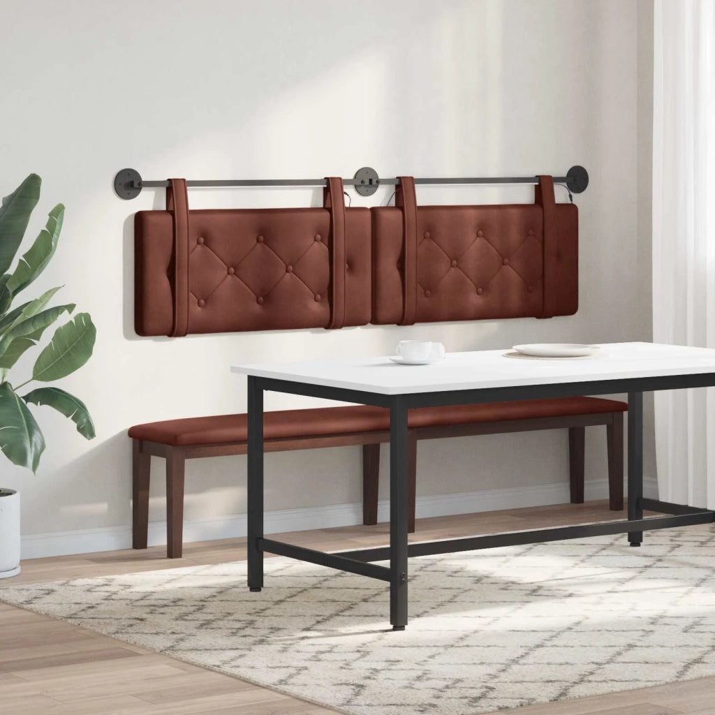 Testiera | Testata sospesa Con luce LED Marrone Lucido PU Antico