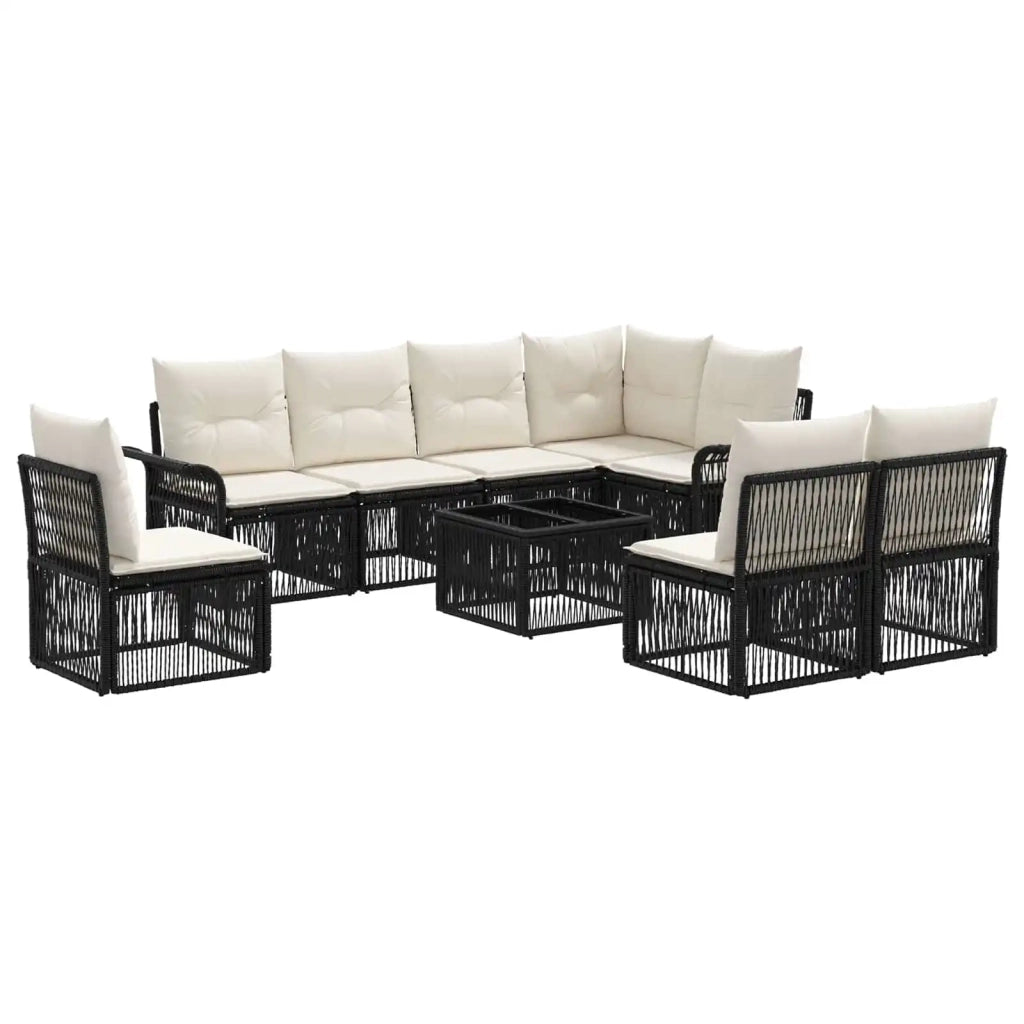 Set Divano da Giardino 9 pcs Nero polyrattan 3434848