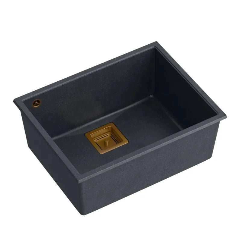 Lavello In Granito David 50 Black Metallic Tappo rame spazzolato