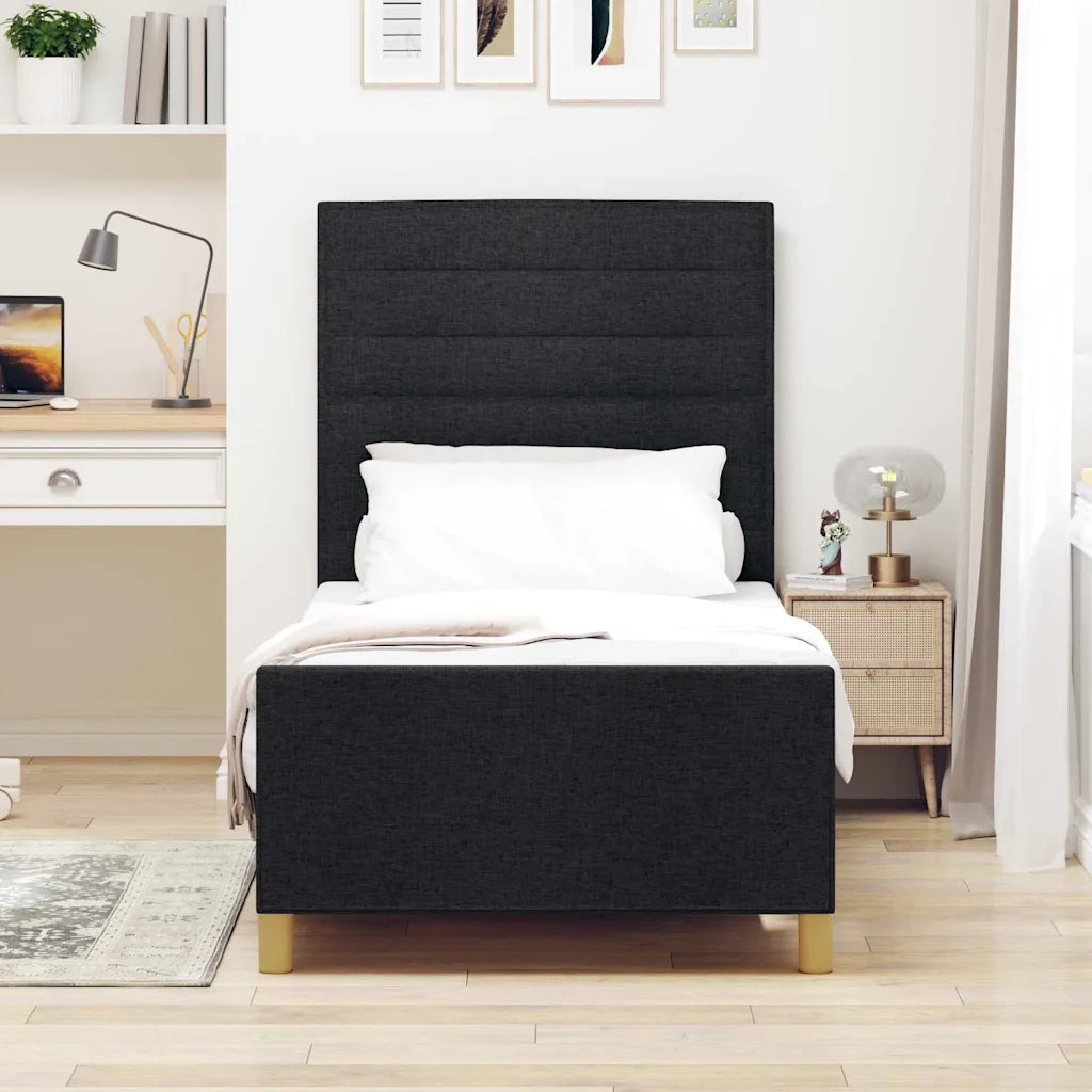 Struttura del letto con testiera Nero 80 x 200 cm Tessuto 3344608