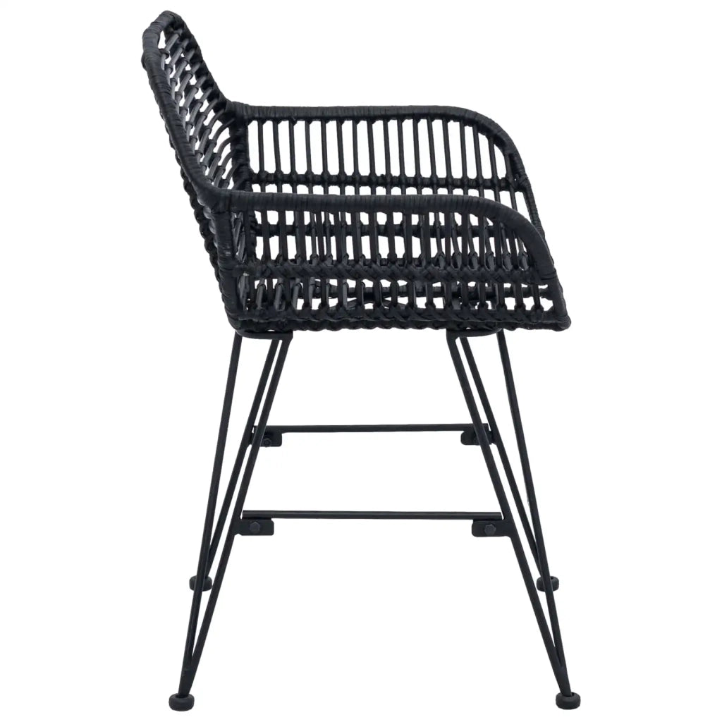Sedia da pranzo 2 pcs Nero 55 x 50 x 74 cm Rattan e Ferro