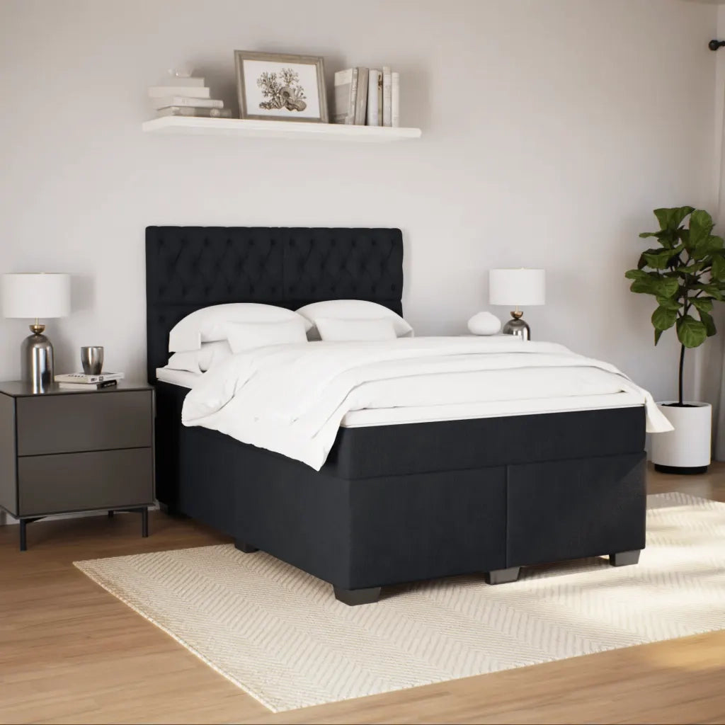 Giroletto a Molle con Materasso Nero 140x200 cm in Velluto 3290938