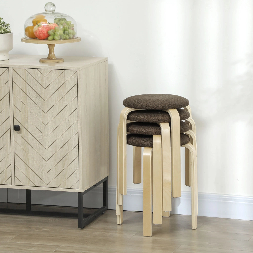 Pouf Imbottiti Imbottito 4 Pezzi ¨C Minimal ¨C Marrone Legno