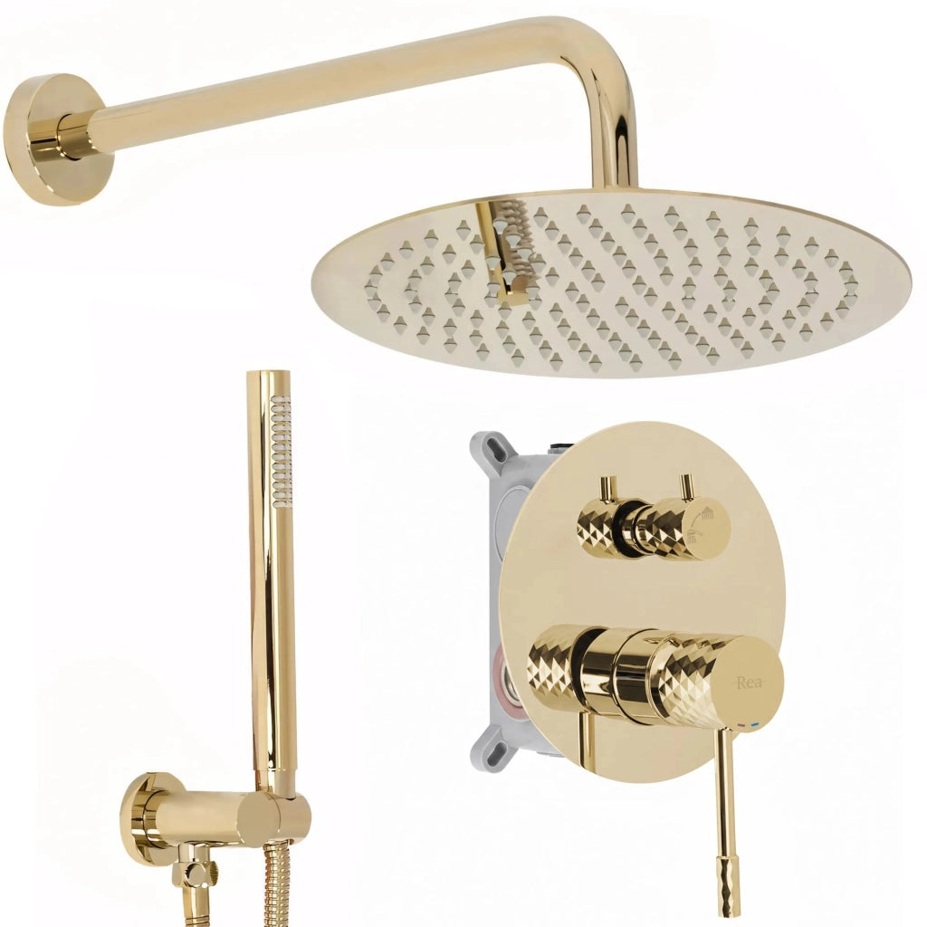 Set Doccia Da Incasso Rea Lungo Diamond Gold + Box