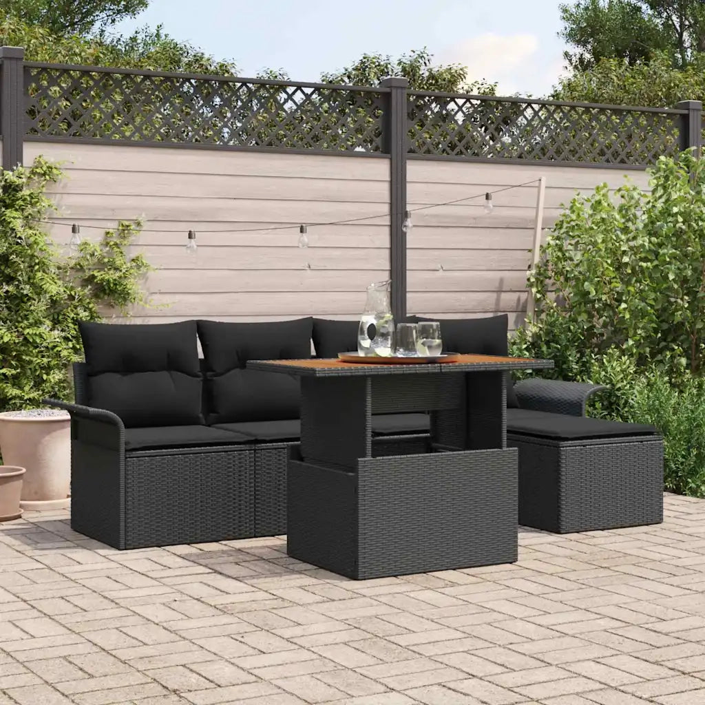 Set Divano da Giardino con archiviazione 6 pcs Nero Poly Rattan 3358060