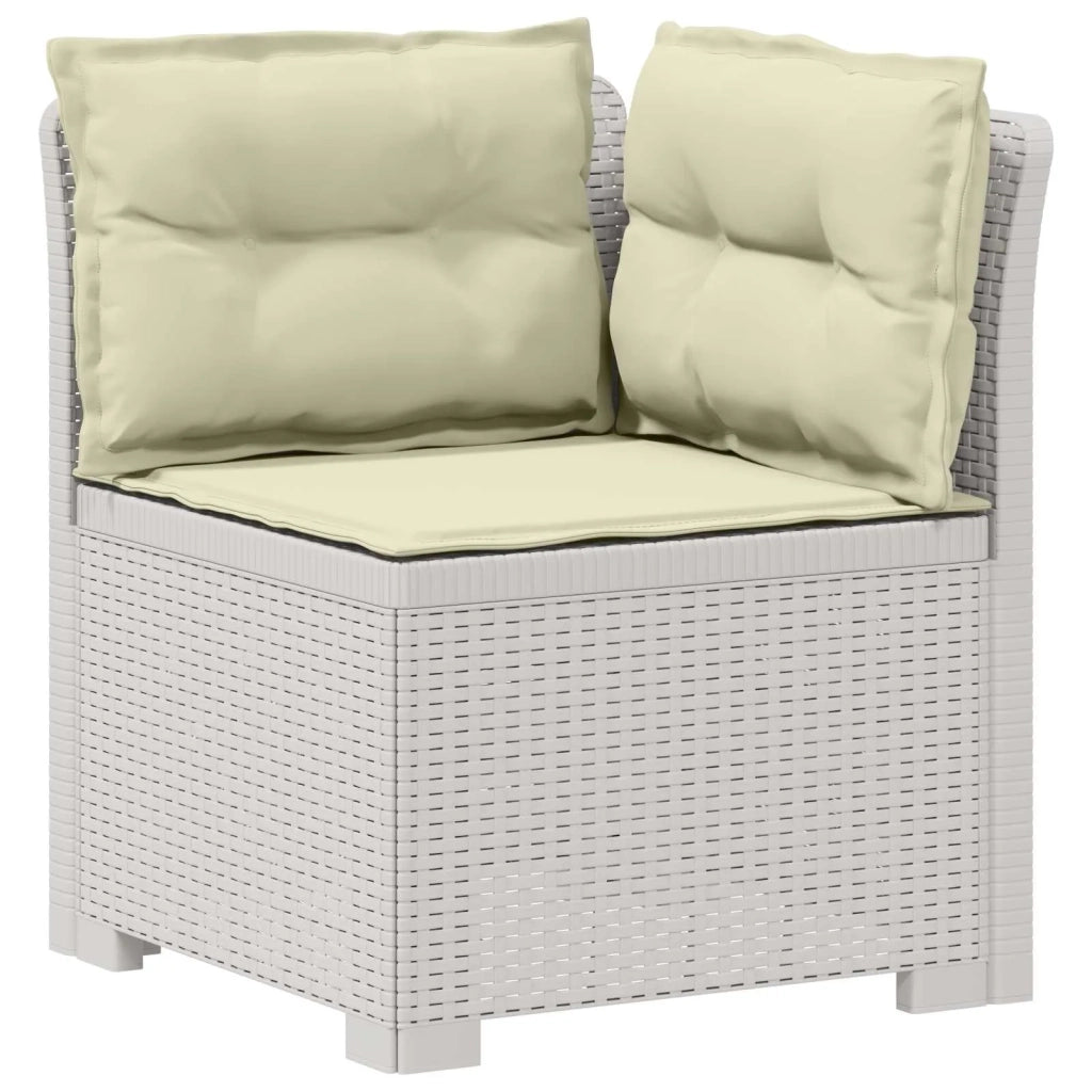 Divano da giardino 3 posti con cuscini in look rattan PP Bianco 3443842