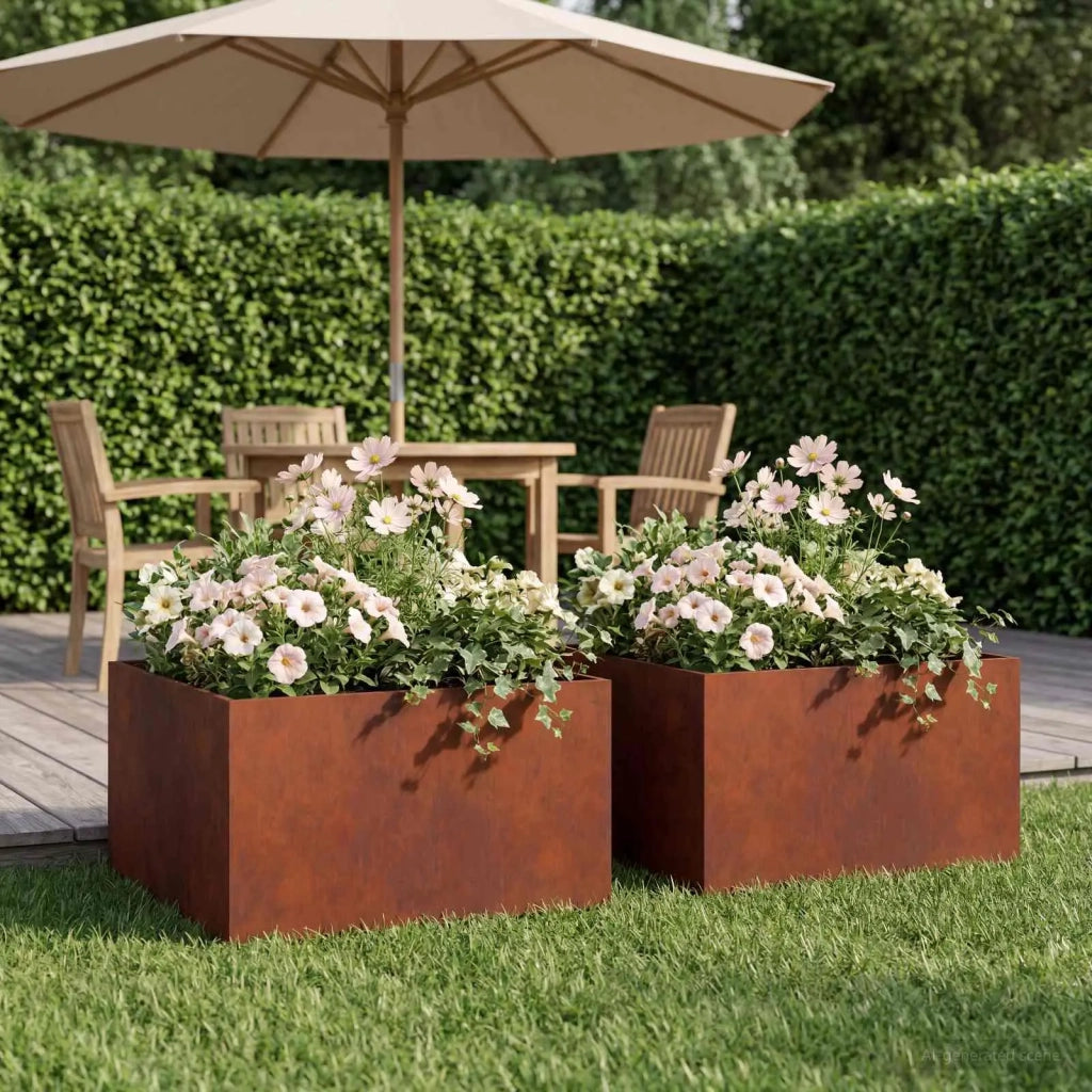 Vaso da giardino 2 pz Ruggine 60 x 60 x 30 cm Acciaio Corten 8005063