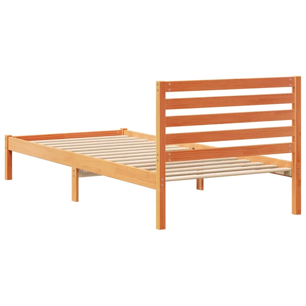 Letto singolo | Letto per adulti | Struttura del letto Marrone cerato 80 x 210 cm Pino massello