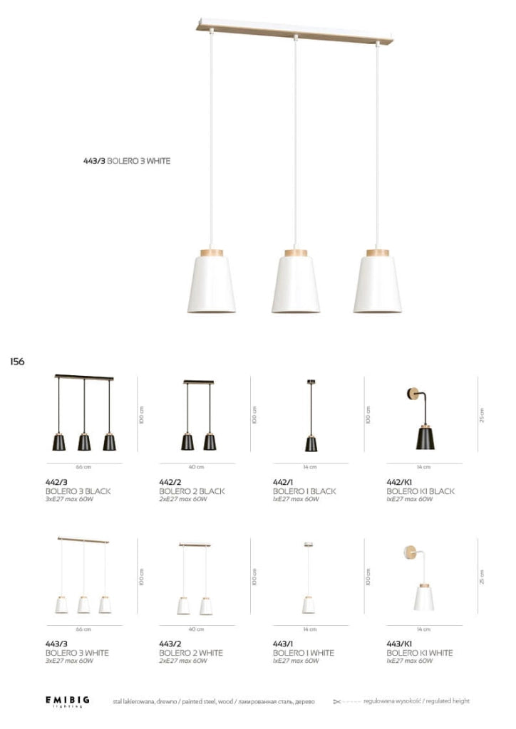 Lampada a sospensione Emibig Bolero 2xE27 nero 40cm