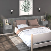 Comodini a Muro 2 pz Grigio Cemento 810980