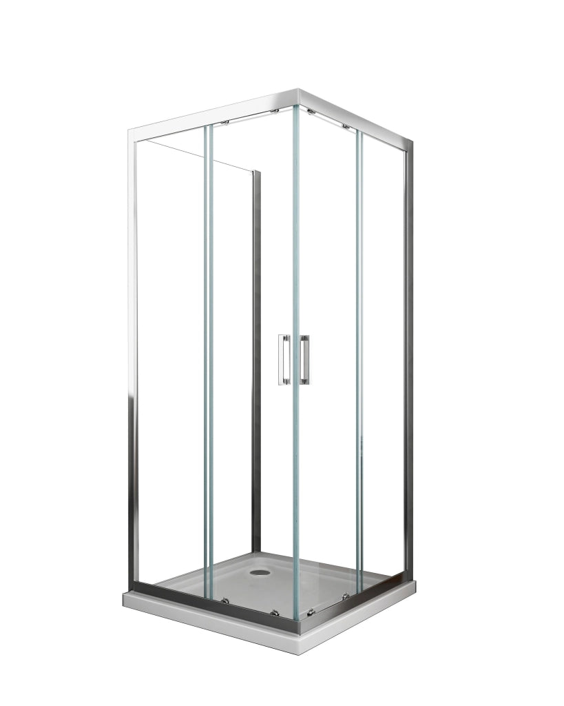 Box Cabina Doccia 3 Lati Vetro Fisso Laterale + Due Lati Scorrevoli Vetro 6 mm H 190 cm 70x120x70