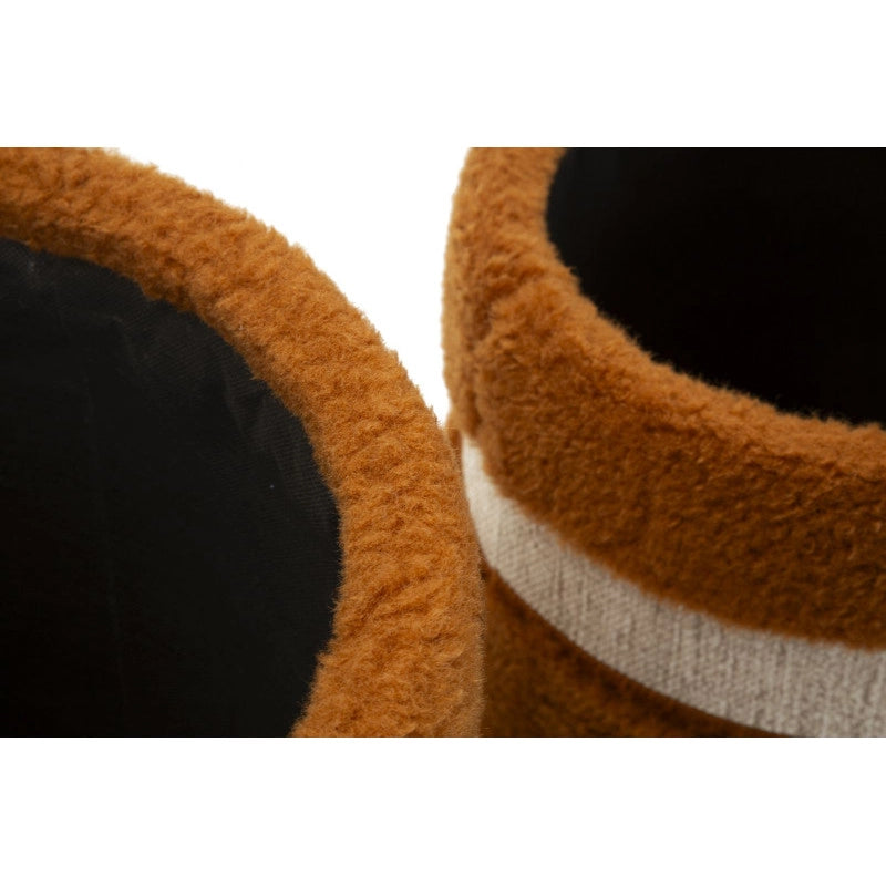 Puff Con Contenitore Saint-moritz Marrone Set 2 Pz cm ø 40x47-32x38