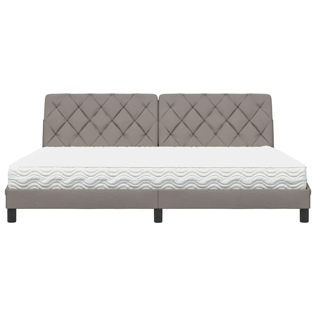 Letto con Materasso Tortora 200x200 cm in Tessuto 3310766