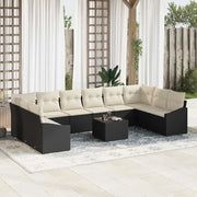 Set di divani con cuscino 11 pcs Nero polyrattan 3346907