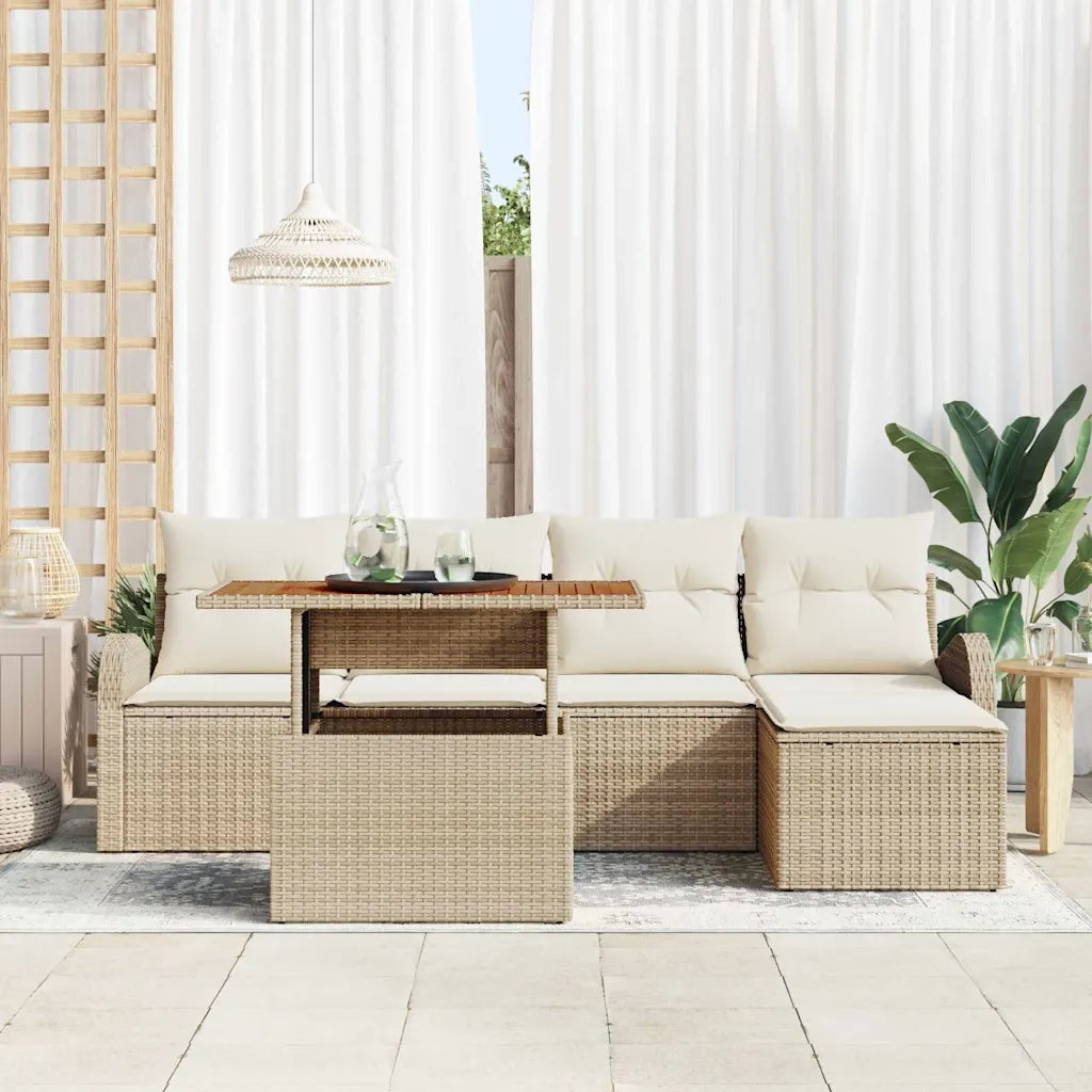 Set Divano da Giardino con cuscino 6 pcs beige e panna 3349574