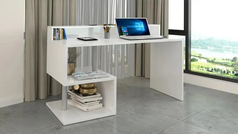 Scrivania ESSE 140 con design a ''S'' e sopralzo