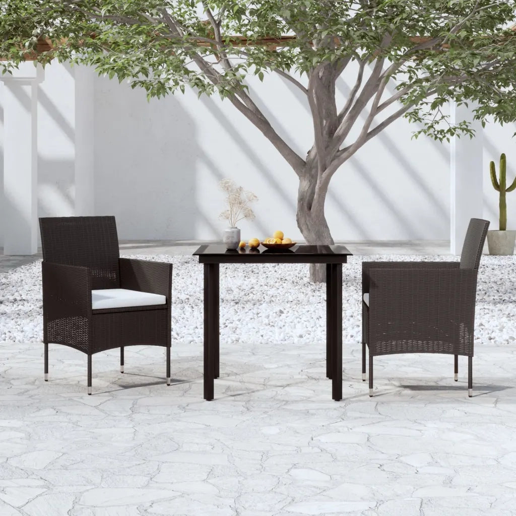 Set da Pranzo da Giardino 3 pz | Set Salotto da Giardino con Cuscini Nero