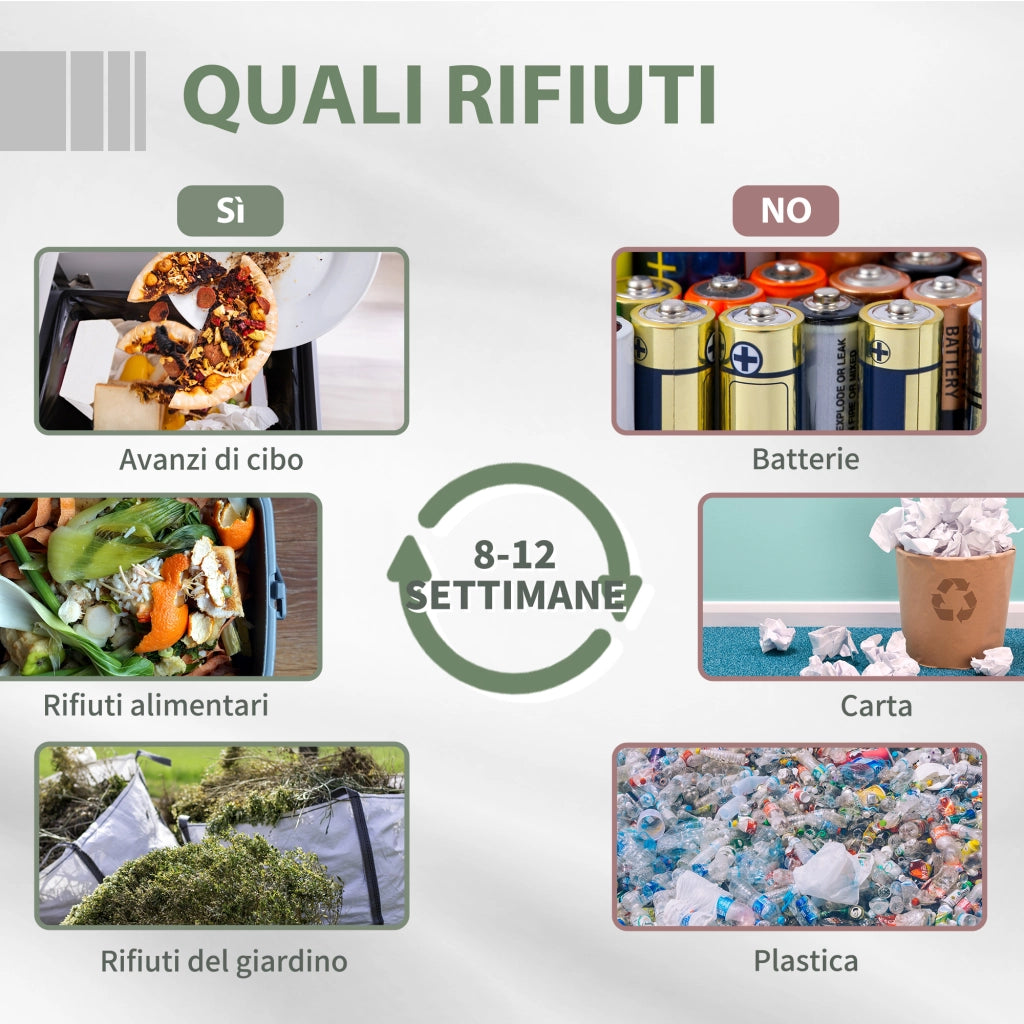EasyComfort Compostiera da Giardino Girevole a 2 Sezioni con 8 Prese d'Aria, Compostiera Domestica in Acciaio e PP, 160 L, per Compostaggio Rifiuti Organici, 71x65x96 cm, Nero