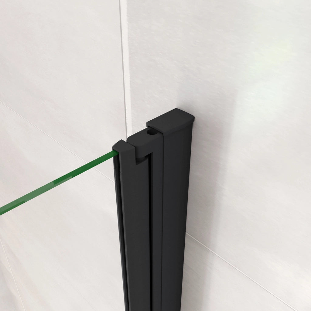 Parete Doccia Per Vasca da Bagno 130x140 cm 3 Ante Movibili Pieghevoli a Libro in Vetro Temperato 6 mm Trasparente Anticalcare Telaio Nero Opaco