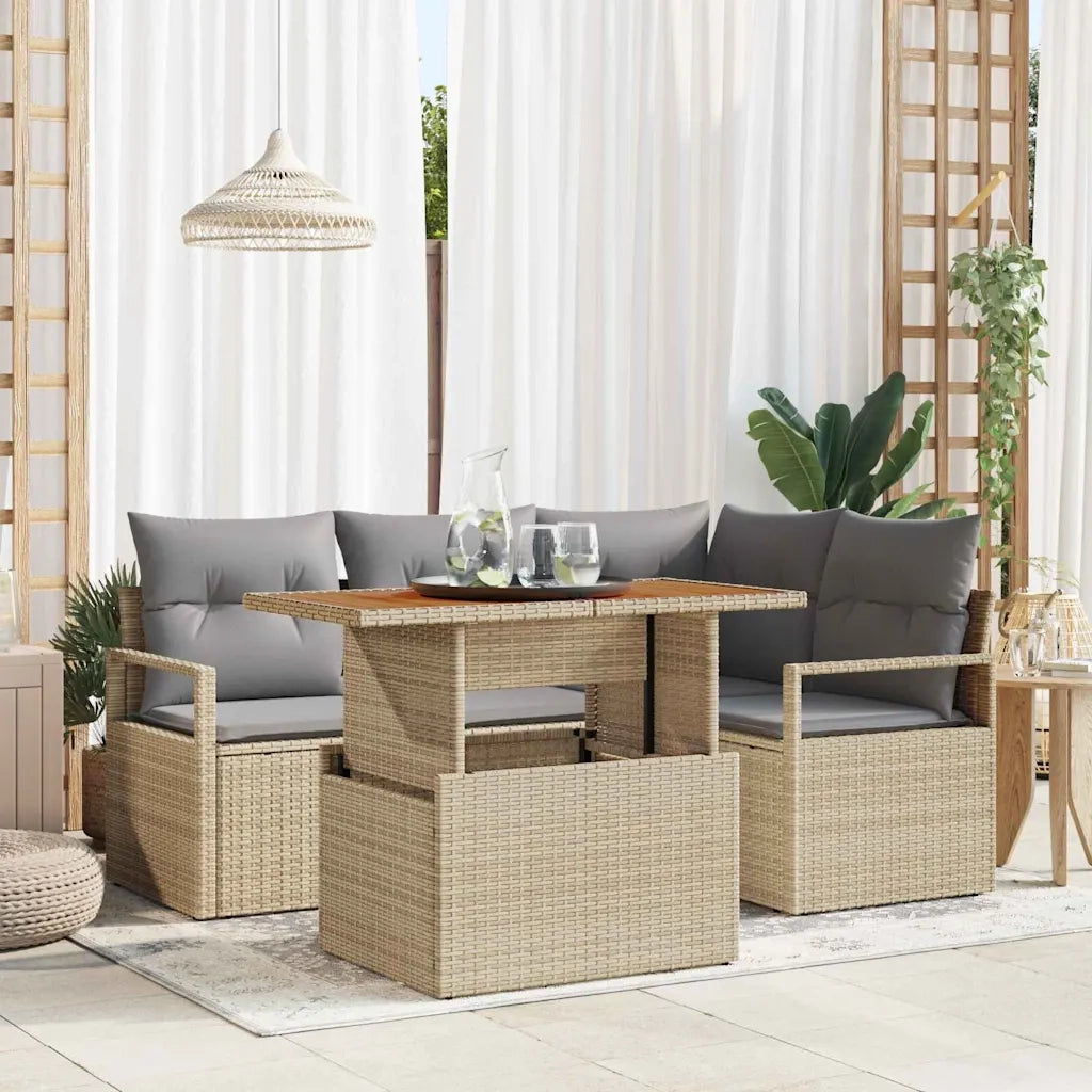 Set da Pranzo per Giardino con cuscino 5 pcs Beige e grigio 3349706