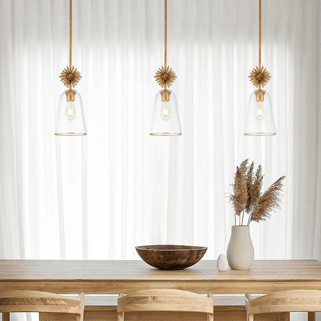 Lampada sospensione STARING Elstead oro vetro trasparente E27