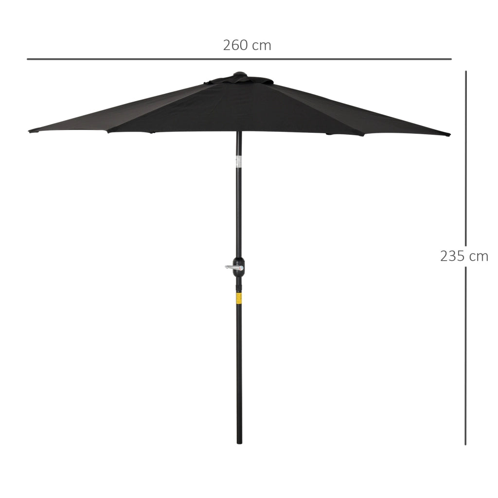 Ombrellone da giardino inclinabile con manovella ¨C Xylo ¨C ?2,6m alluminio nero polyester 180g/m2