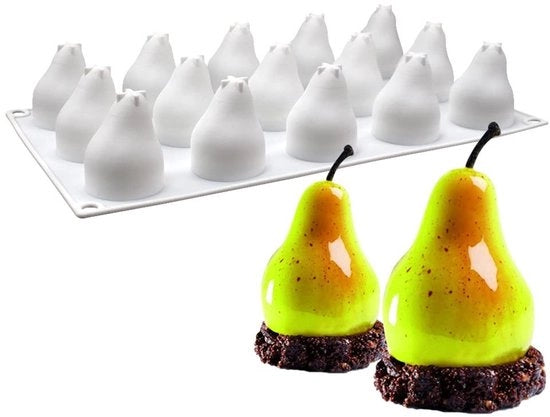 Forme per torte - Silicone 3D modelli di frutta - Antiforatura - Bianco - Per dessert e cioccolato - 15 cialde vuote - Adatto per ogni tipo di pasticciere.