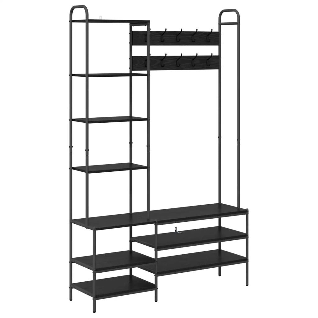 Appendiabiti con panca per scarpe Rovere Nero 8012038