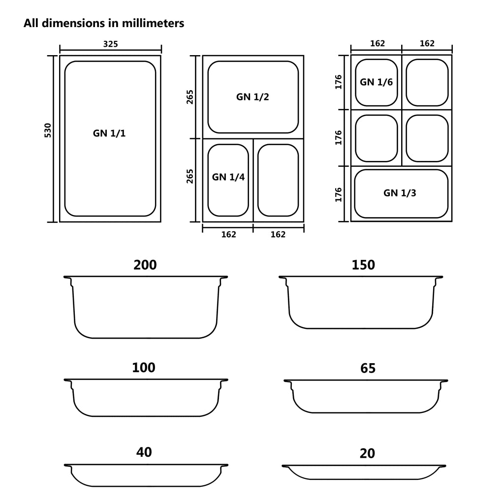 Coperchi per Teglie GN 1/3 4 pz in Acciaio Inox cod mxl 78402