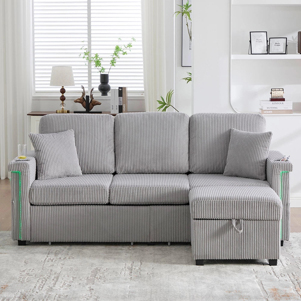 Divano 2 posti ciniglia ergonomico - Xylo - Regolabile, gambe metalliche, stabile