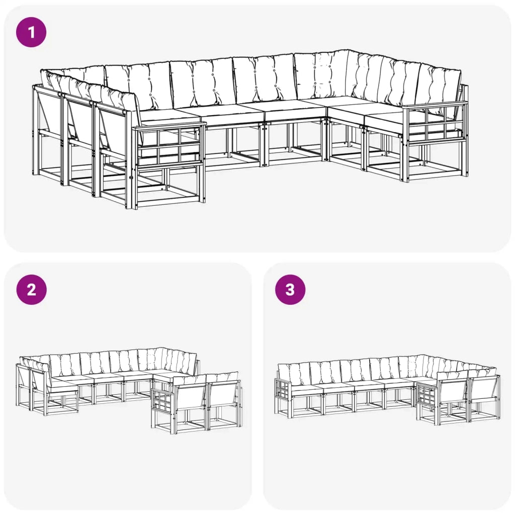 Set di divani da esterno con cuscino 9 pcs Bianco e Crema 3389864