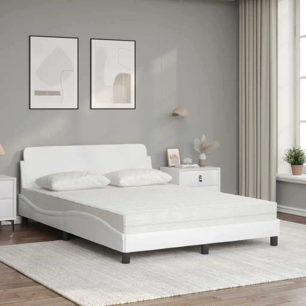 Letto con Materasso Dover Bianco 140x200 cm in Similpelle