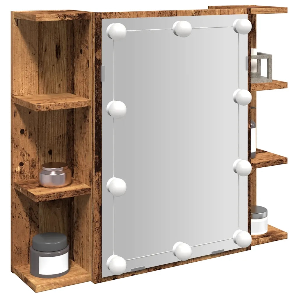 Mobile a Specchio | Armadio da bagno con LED Legno Antico 70x16,5x60 cm