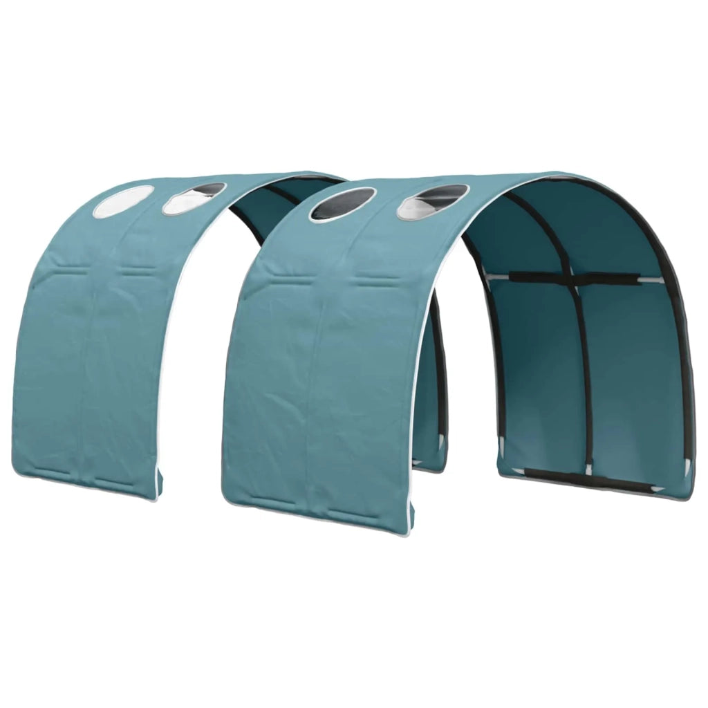 Letto con Tunnel 3 pcs Bianco e azzurro Legno ingegnerizzato