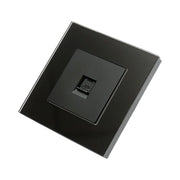 Presa internet CAT6 RJ45 nera con cornice in vetro 86x86mm