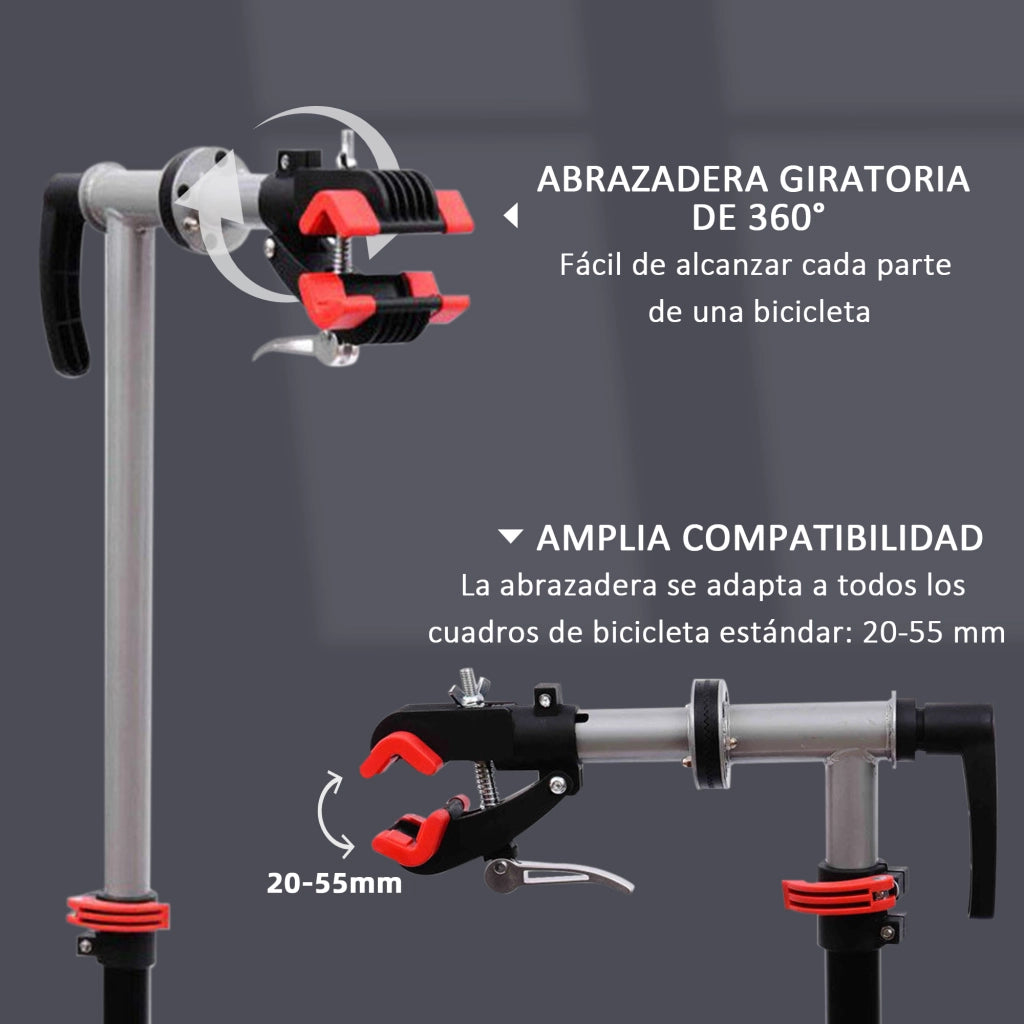 Cavalletto Riparazione Bici Regolabile Girevole ¨C Xylo ¨C 100x66x180 cm Nero