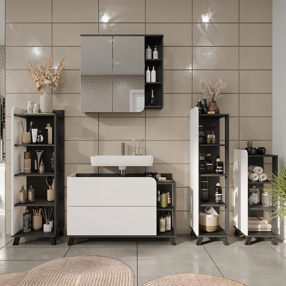 Vicco mobiletto bagno Antracite/bianco 30 x 128 cm con scomparti