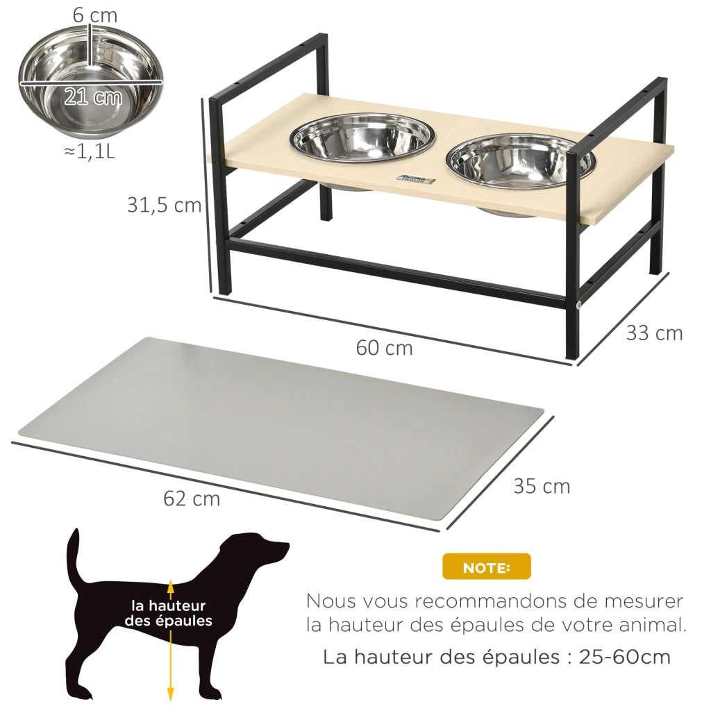 Ciotola per Cane Regolabile in Altezza ¨C zephmum ¨C Acciaio, 2 Pezzi, 11-32 cm