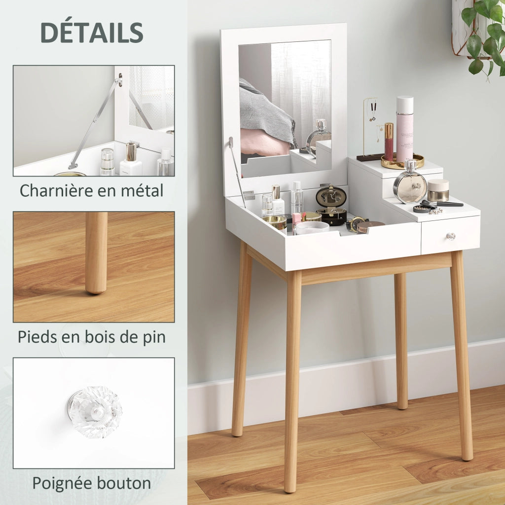 Scrivania da trucco con specchio ¨C Minimal ¨C 60x50x85,5 cm bianco