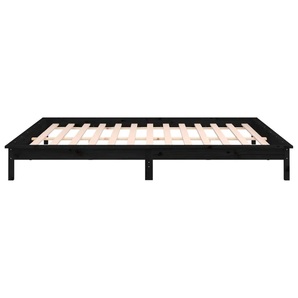 Letto matrimoniale | Letto per adulti | Giroletto LED Nero 120x190cm Small Double in Legno Massello