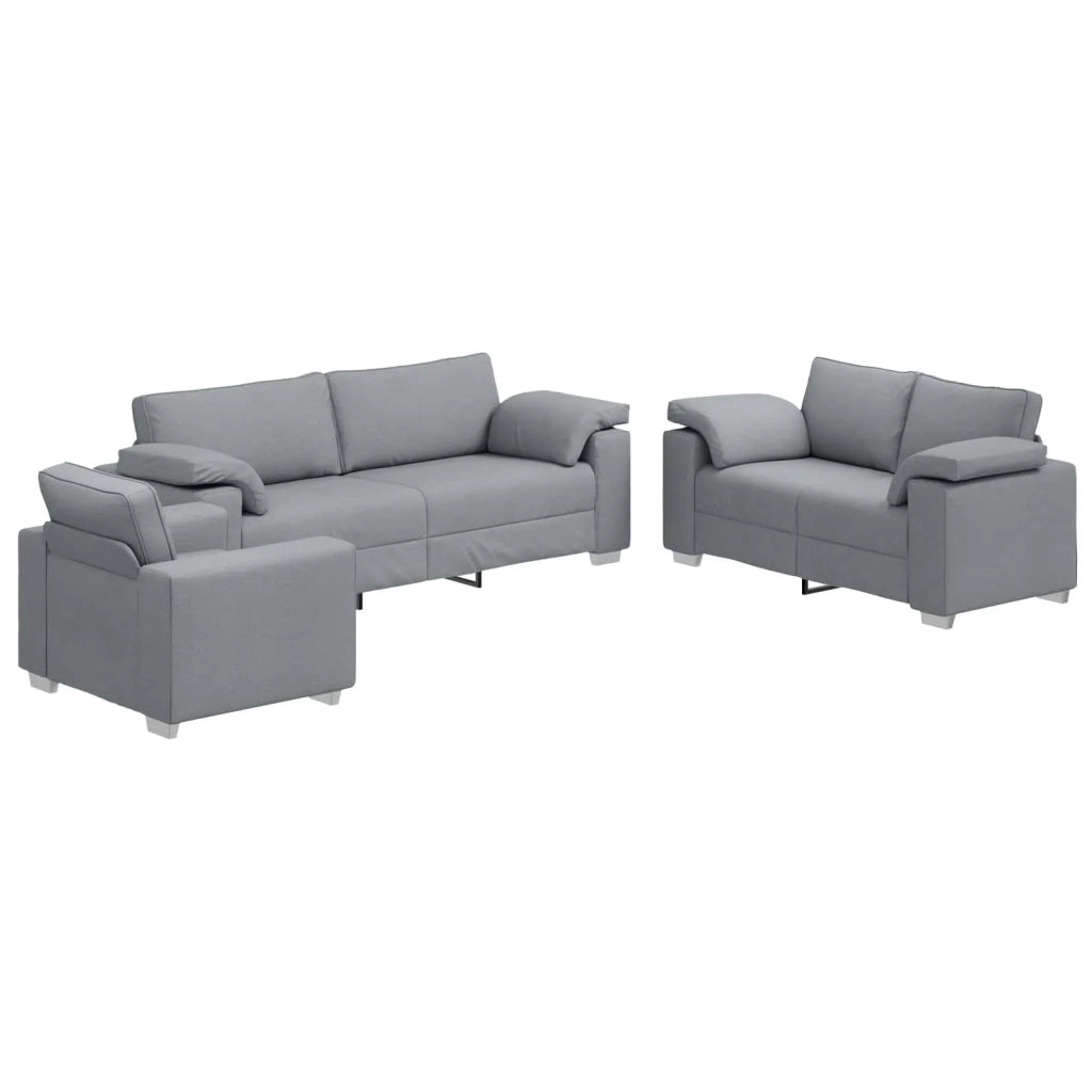 Divano 3 pcs Grigio chiaro 219 x 80 x 82 cm Tessuto misto lino 3324658