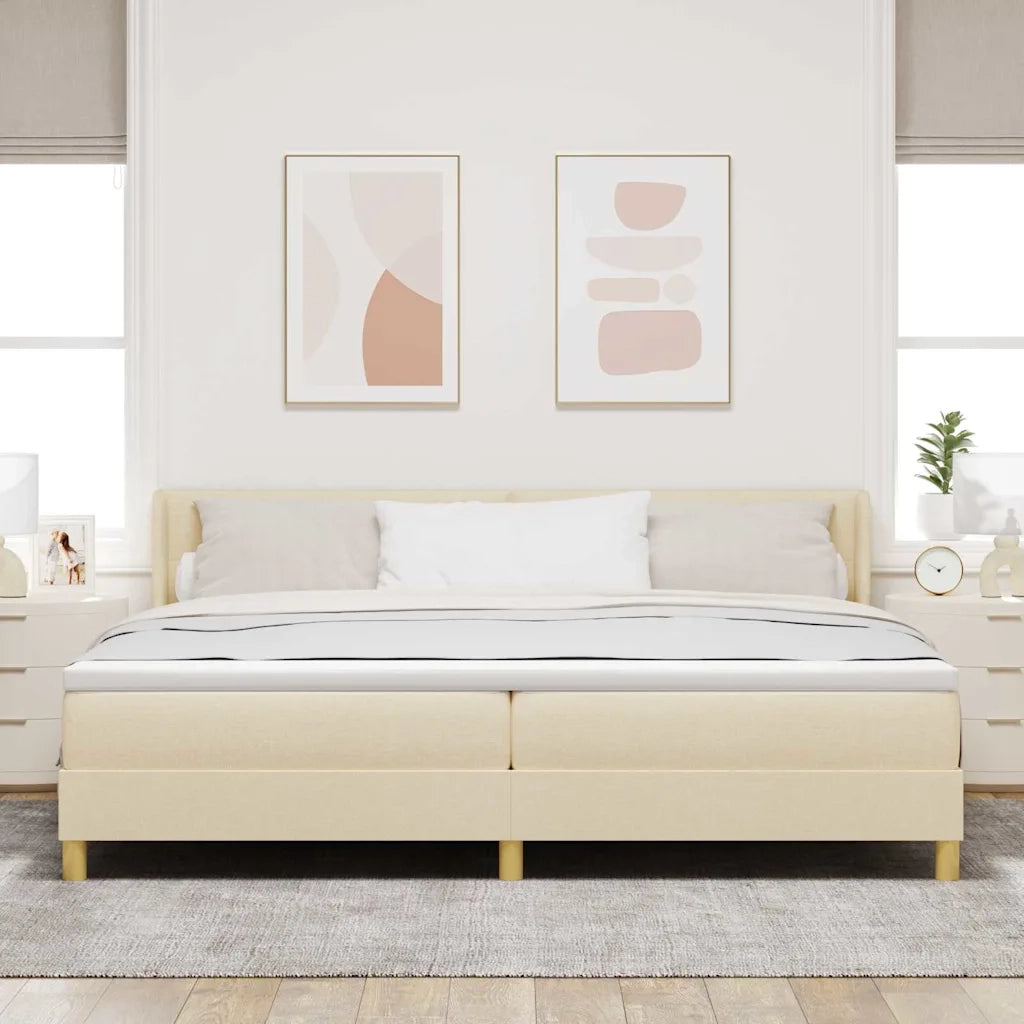 Letto a molle con materasso Crema 200 x 200 cm Tessuto 3341319